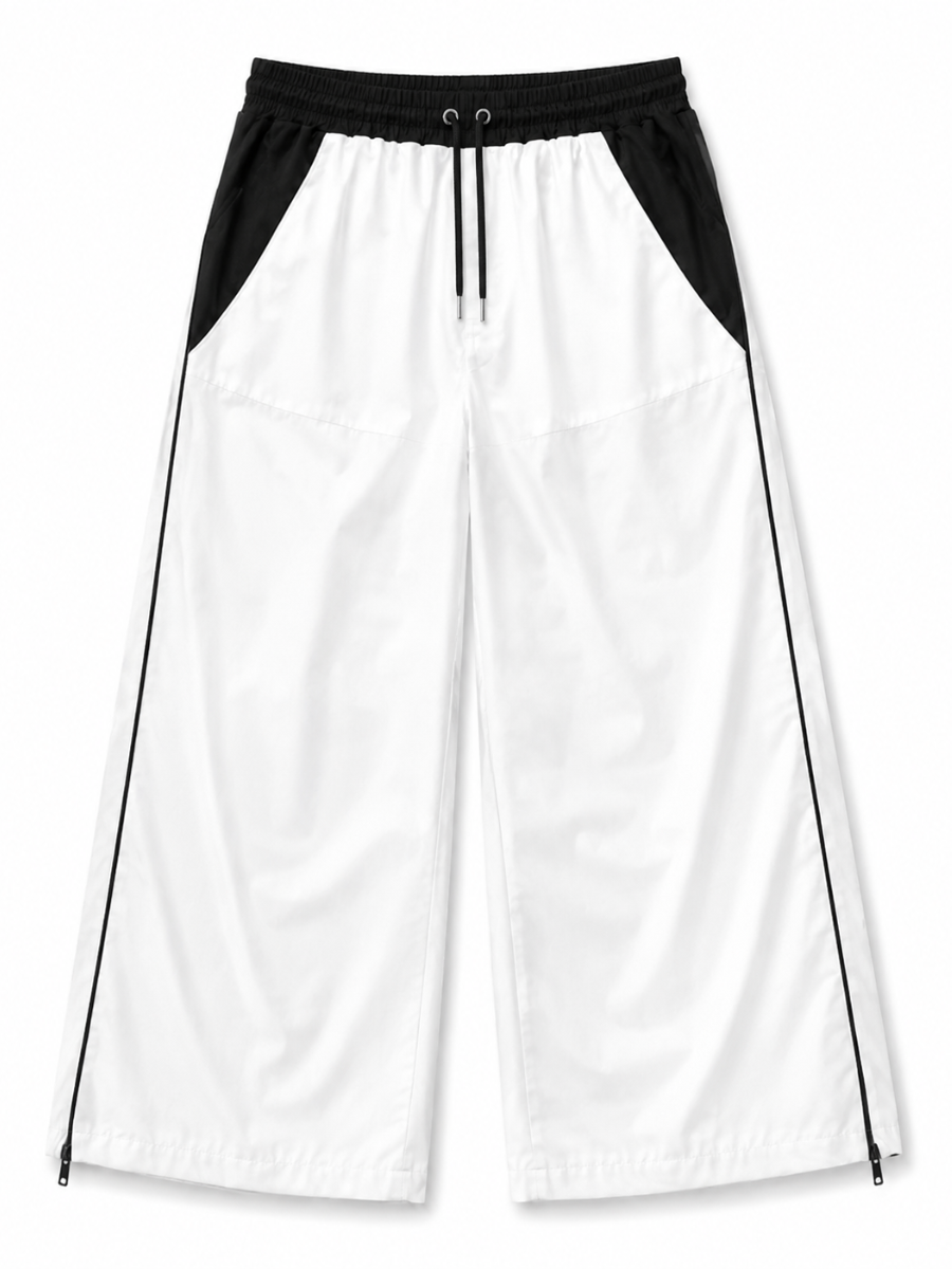 PANTALON HOMBRE WIDE LEG TELA NOVA MODA URBANA BICOLOR BLANCO - 3