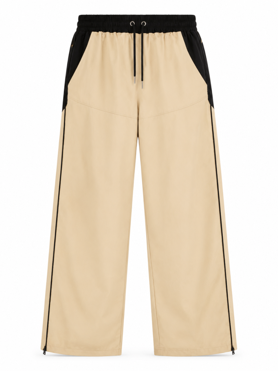 PACK 2 PANTALON HOMBRE WIDE LEG TELA NOVA MODA URBANA BICOLOR BEIGE AZUL - 2