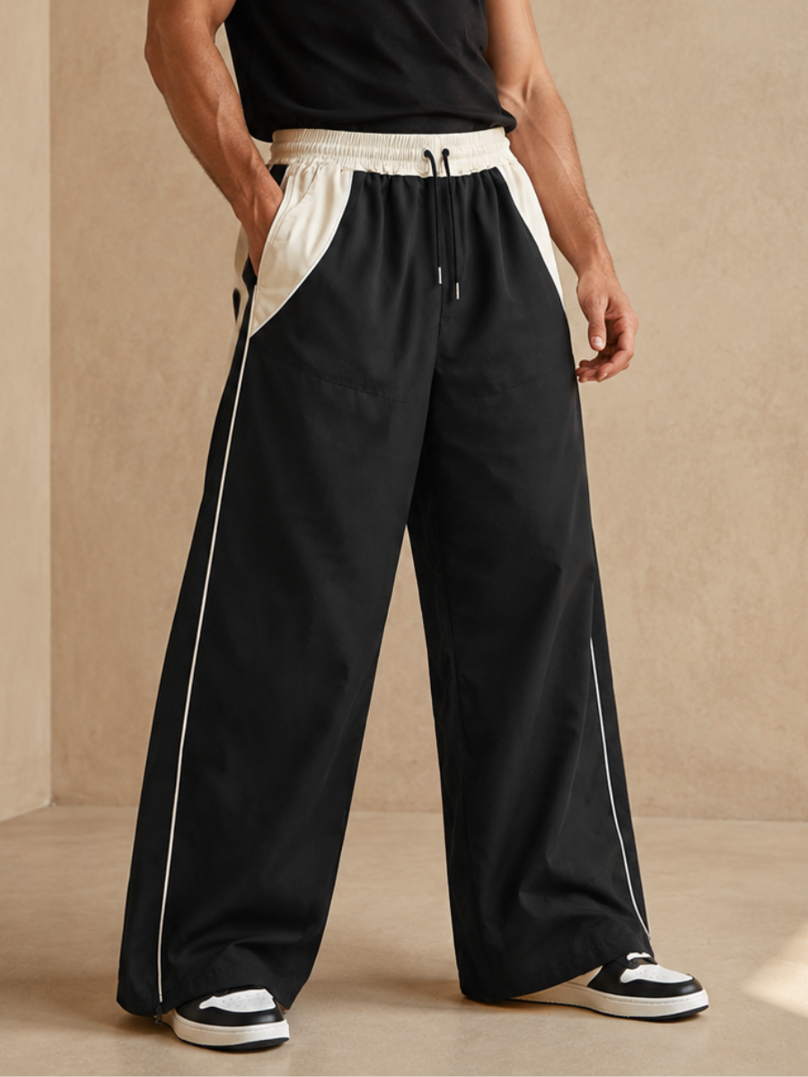 PACK 3 PANTALON HOMBRE WIDE LEG TELA NOVA URBANO NEGRO BEIGE VERDE - 3