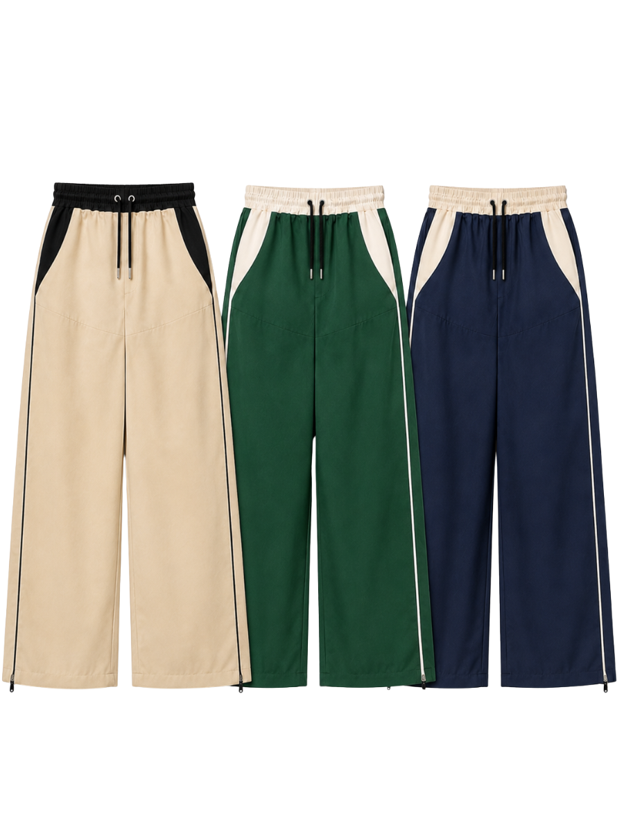 PACK 3 PANTALON HOMBRE WIDE LEG TELA NOVA URBANO BEIGE VERDE AZUL - 1
