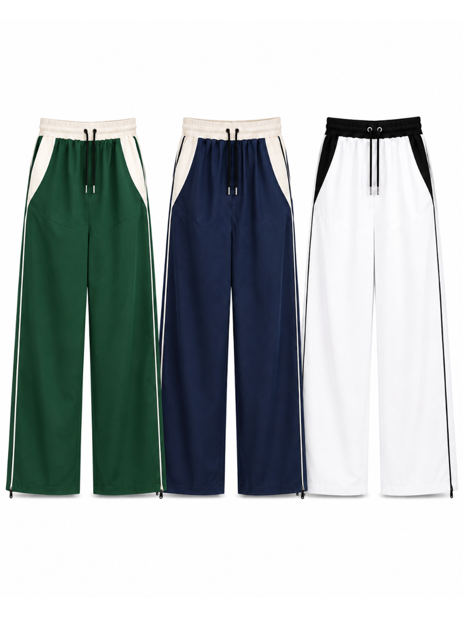PACK 3 PANTALON HOMBRE WIDE LEG TELA NOVA URBANO VERDE AZUL BLANCO - 1