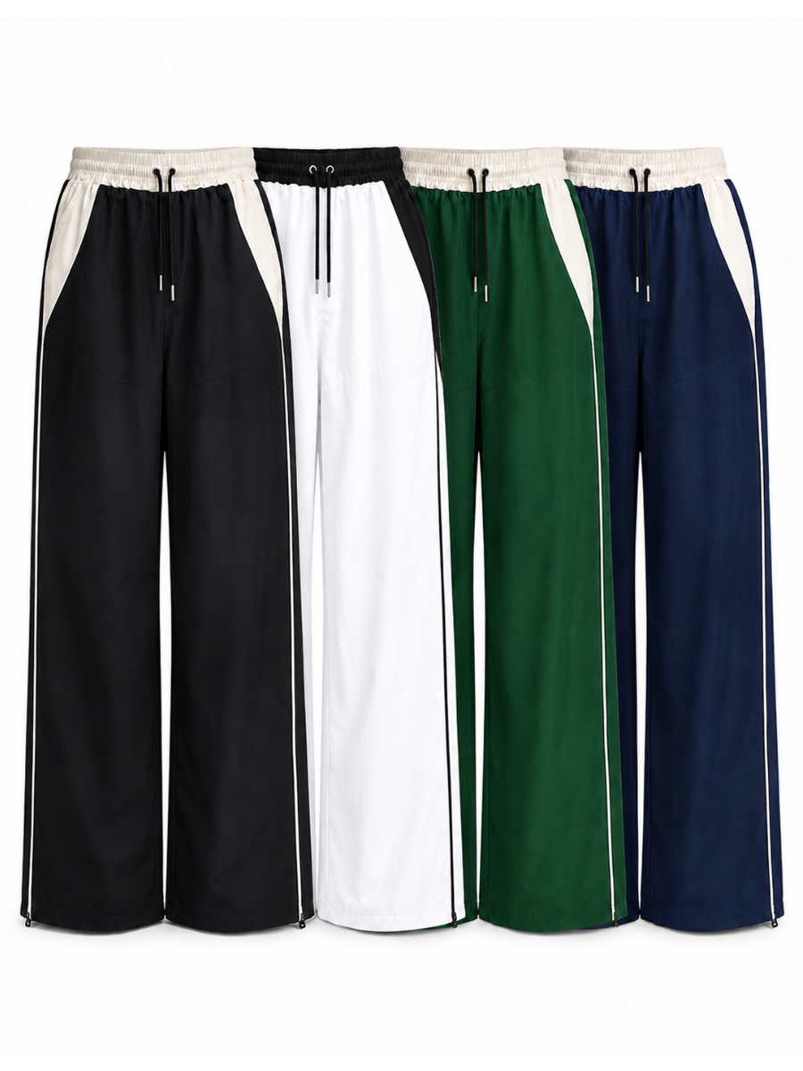 PACK 4 PANTALON HOMBRE WIDE LEG TELA NOVA NEGRO BLANCO VERDE AZUL - 1
