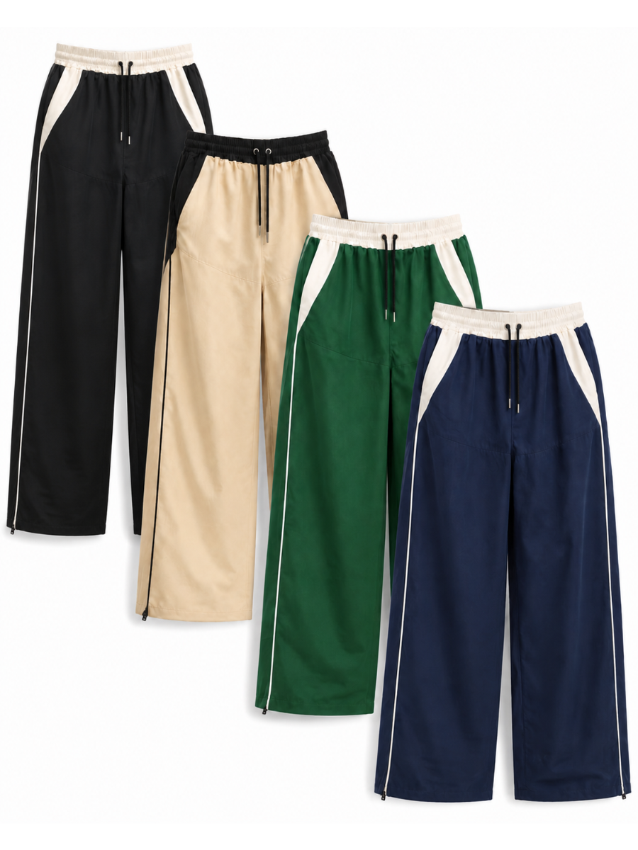 PACK 4 PANTALON HOMBRE WIDE LEG TELA NOVA NEGRO BEIGE VERDE AZUL - 1