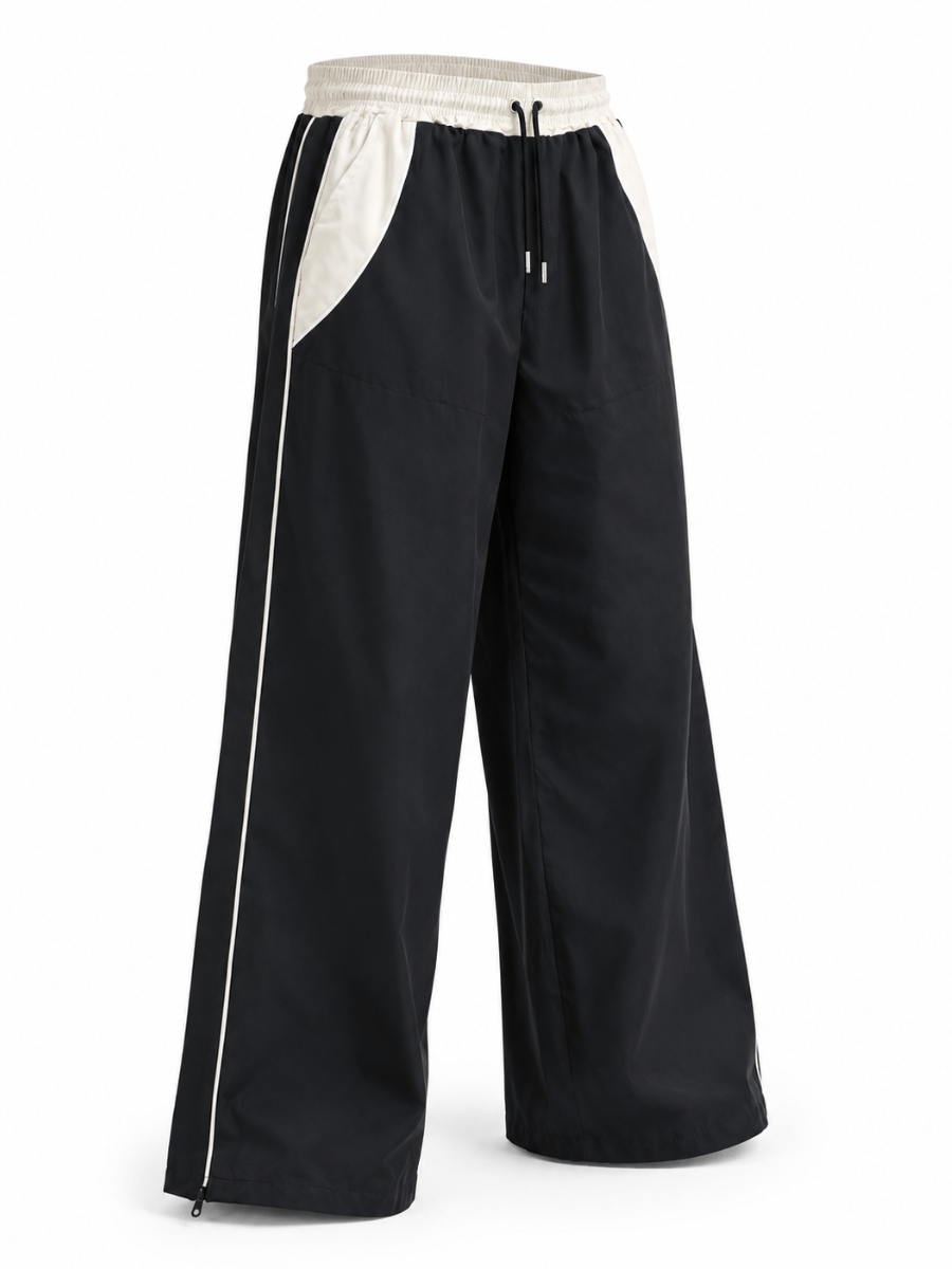 PACK 2 PANTALÓN TIRO ALTO OVERSIZE WIDE LEG PALAZZO CHIC MUJER TELA NOVA NEGRO BLANCO - 3
