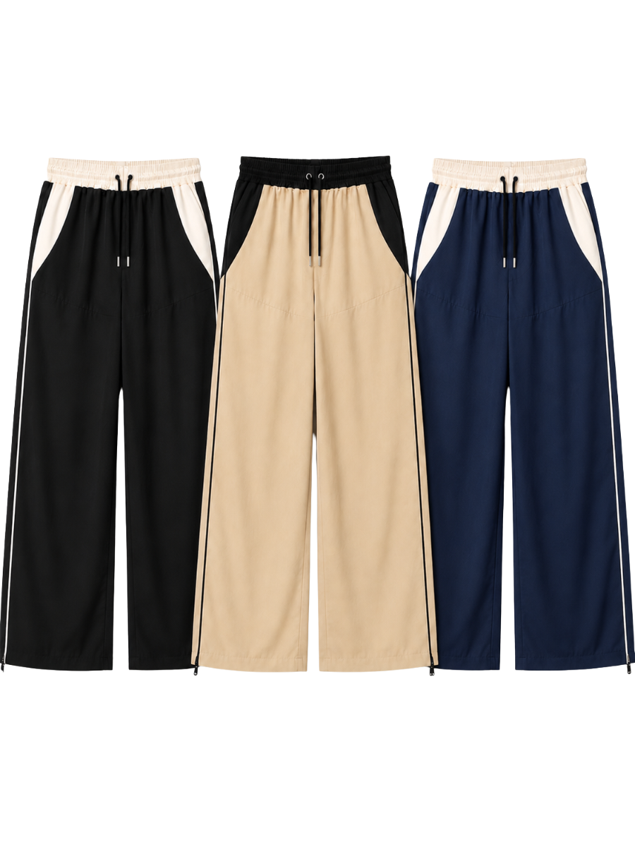 PACK 3 PANTALÓN TIRO ALTO OVERSIZE WIDE LEG PALAZZO CHIC MUJER TELA NOVA NEGRO BEIGE AZUL - 1