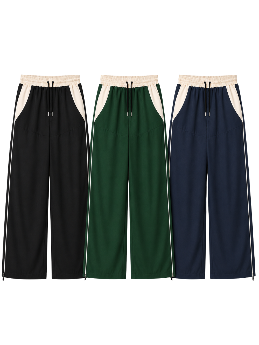 PACK 3 PANTALÓN TIRO ALTO OVERSIZE WIDE LEG PALAZZO CHIC MUJER TELA NOVA NEGRO VERDE AZUL - 1
