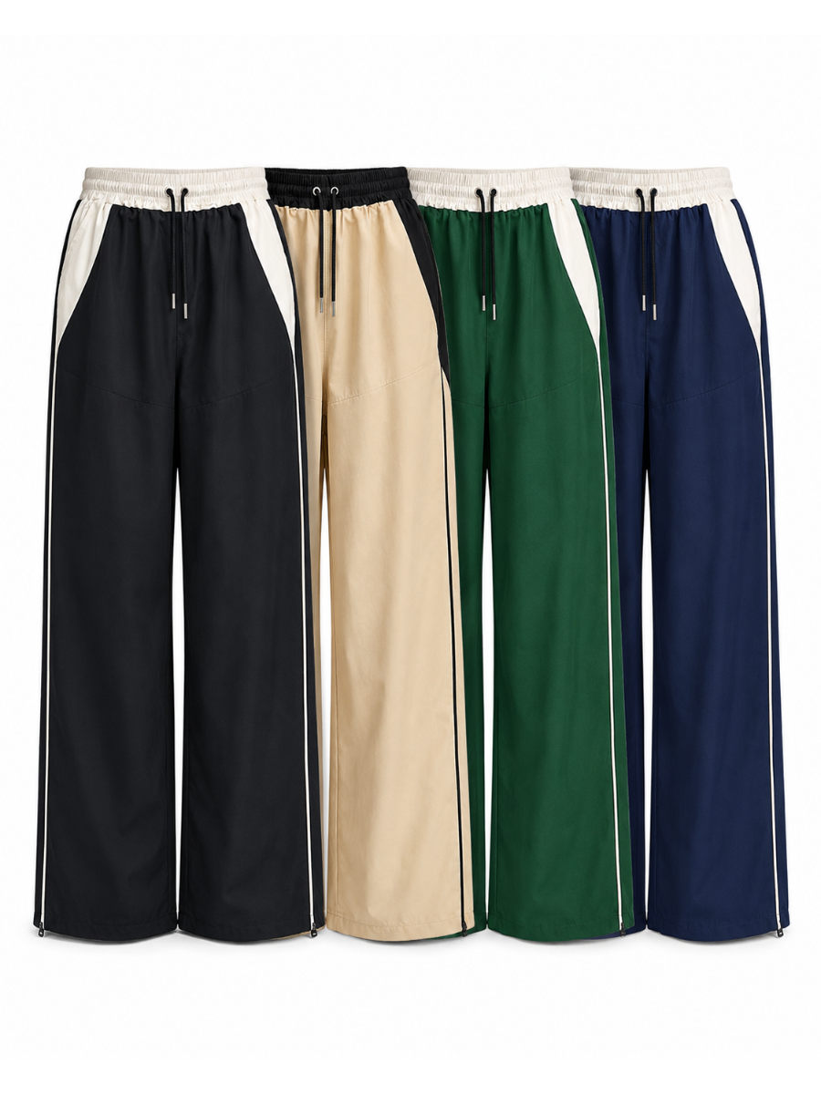 PACK 4 PANTALÓN TIRO ALTO OVERSIZE WIDE LEG PALAZZO CHIC MUJER TELA NOVA NEGRO BEIGE VERDE AZUL - 1