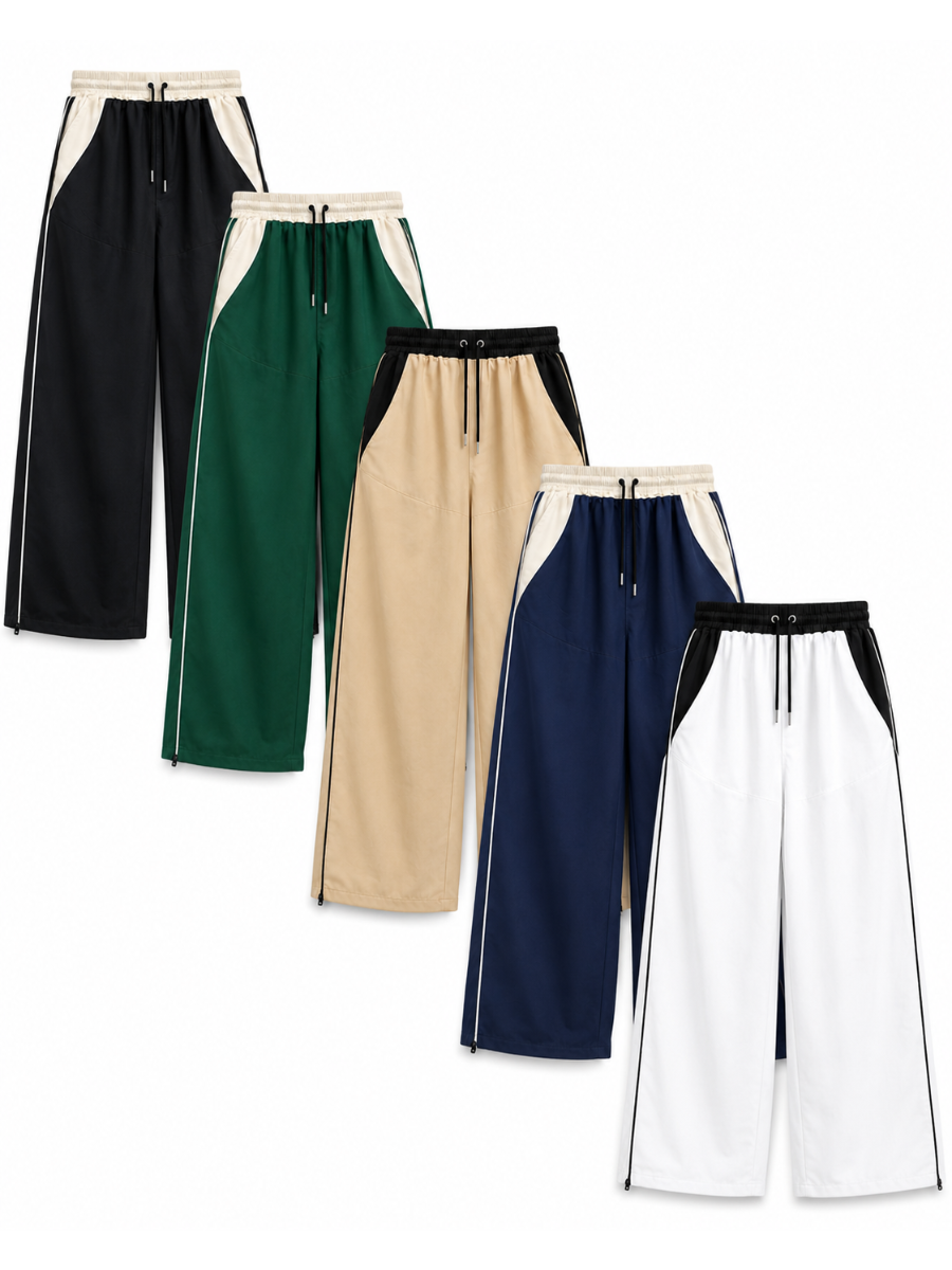 PACK 5 PANTALÓN TIRO ALTO OVERSIZE WIDE LEG PALAZZO CHIC MUJER TELA NOVA NEGRO VERDE BEIGE AZUL BLANCO - 1