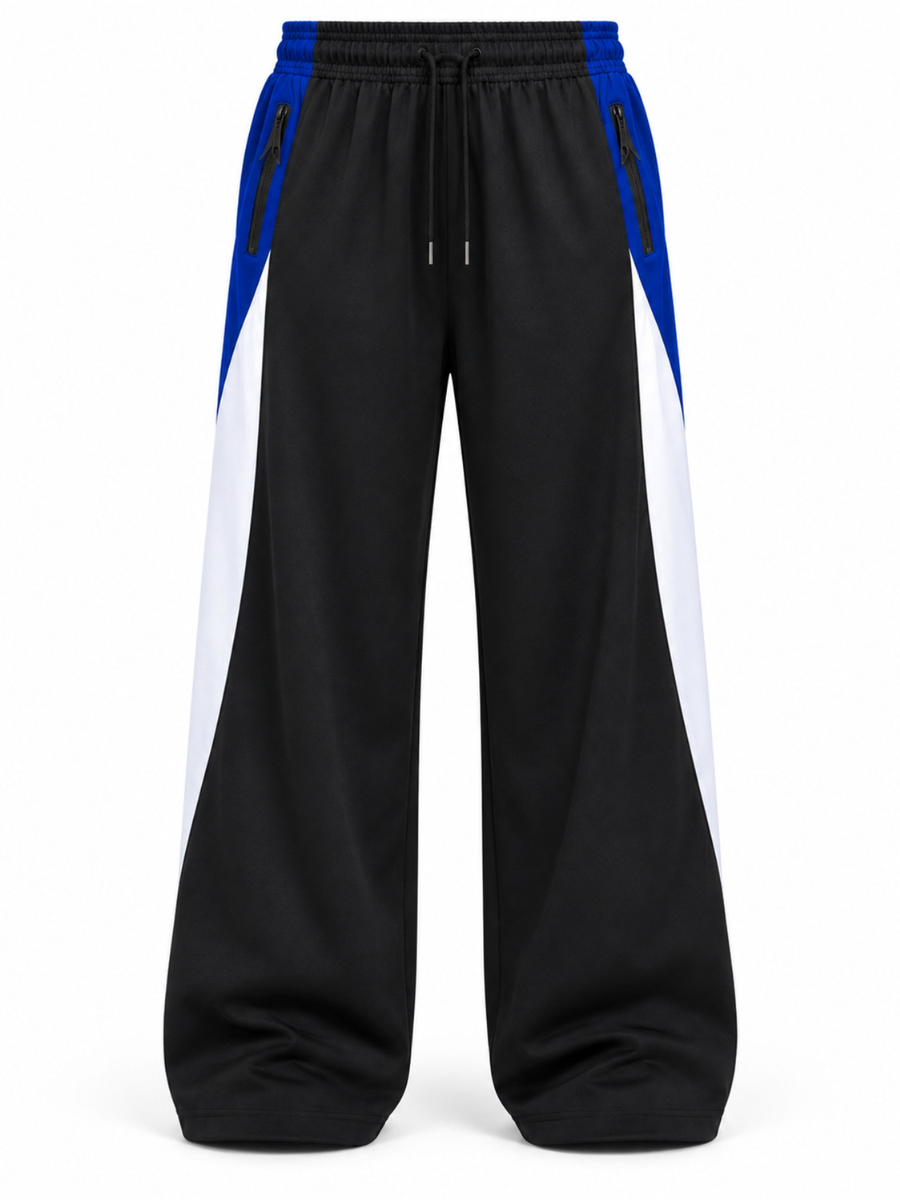 PANTALÓN TIRO ALTO OVERSIZE WIDE LEG STREETWEAR MUJER TELA NOVA TRICOLOR NEGRO AZUL - 3