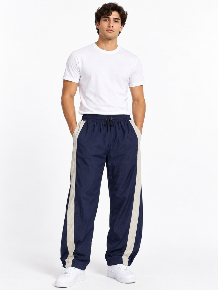 PANTALÓN PARACHUTE HOMBRE STREETWEAR URBANO EDGE LINE AZUL MARINO - 1