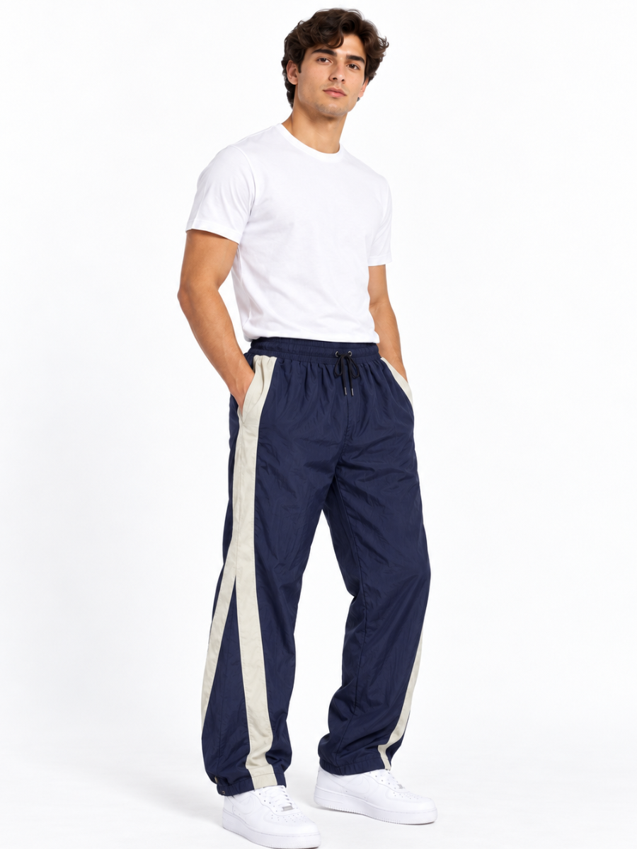 PANTALÓN PARACHUTE HOMBRE STREETWEAR URBANO EDGE LINE AZUL MARINO - 3