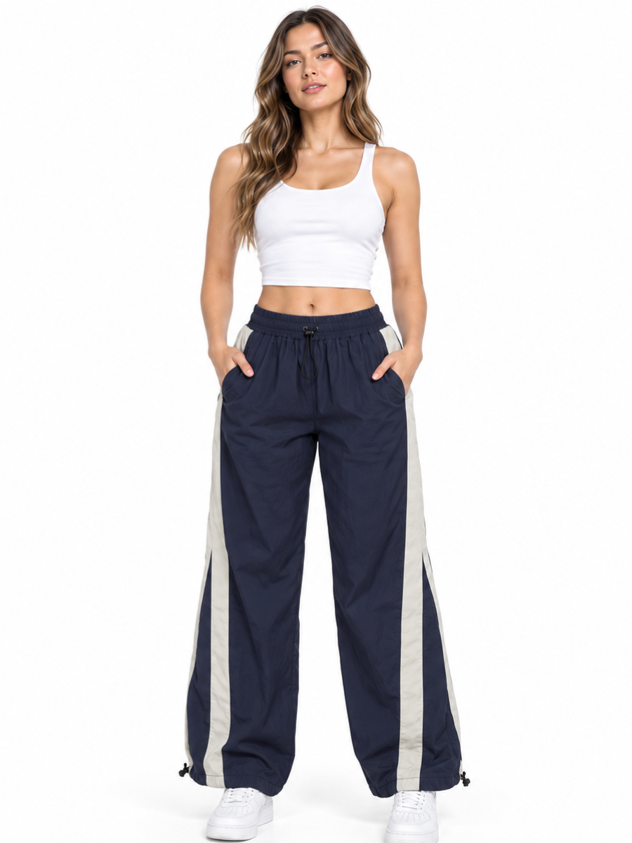 PANTALÓN BAGGY PARACHUTE MUJER STREETWEAR OVERSIZE AURA GRIS - 1