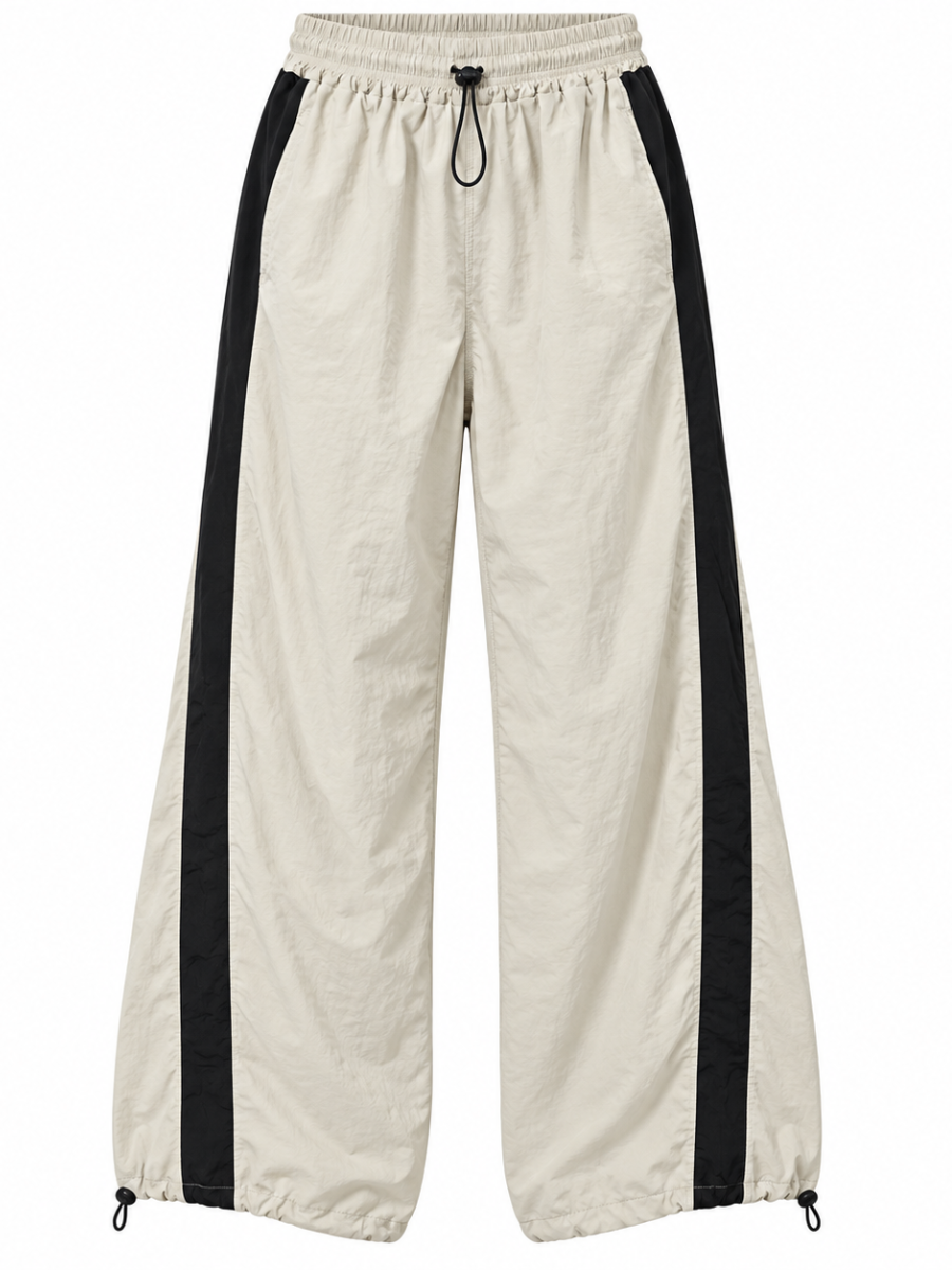 PANTALÓN BAGGY PARACHUTE MUJER STREETWEAR OVERSIZE AURA HUESO - 3