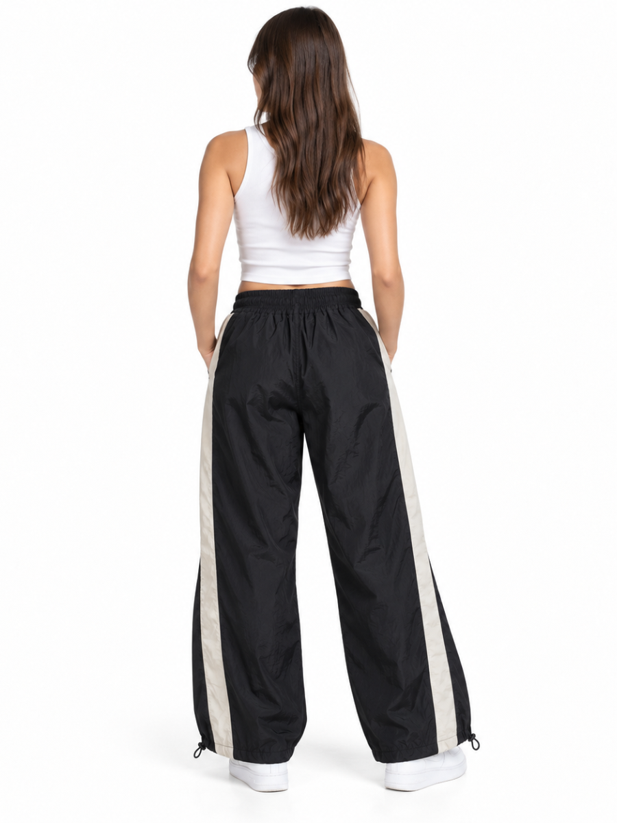 PANTALÓN BAGGY PARACHUTE MUJER STREETWEAR OVERSIZE AURA NEGRO - 3