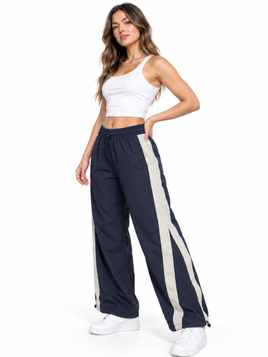 PACK 2 PANTALÓN BAGGY PARACHUTE MUJER STREETWEAR OVERSIZE AURA NEGRO GRIS - 2