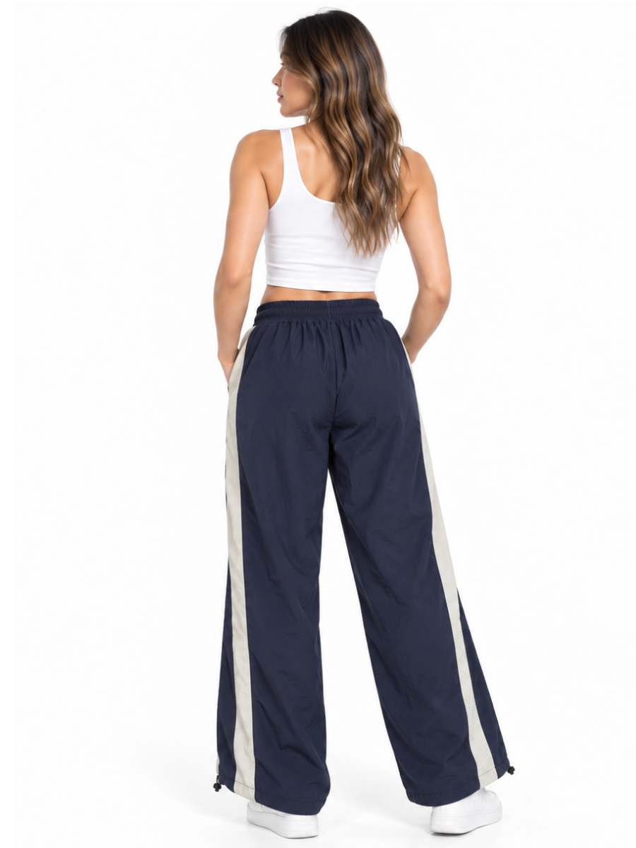 PACK 2 PANTALÓN BAGGY PARACHUTE MUJER STREETWEAR OVERSIZE AURA NEGRO GRIS - 3