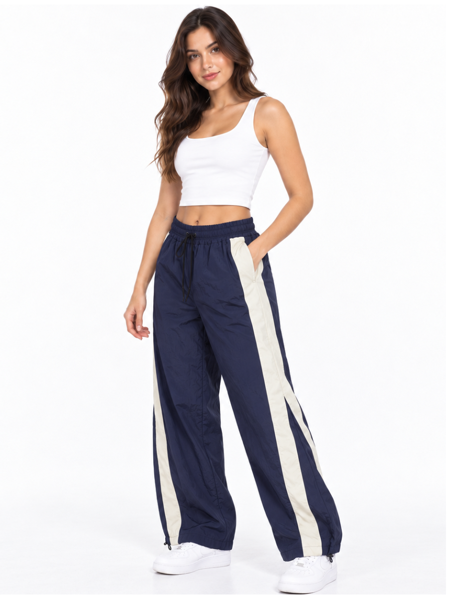 PACK 4 PANTALÓN BAGGY PARACHUTE MUJER STREETWEAR OVERSIZE AURA GRIS HUESO NEGRO AZUL - 2