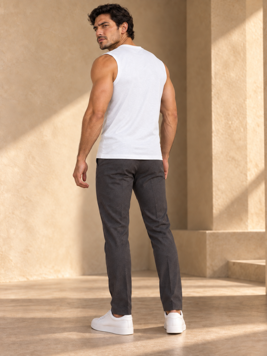 POLO SLIM FIT MANGA CERO HOMBRE BÁSICO ALGODÓN MUSCLE TEE BLANCO - 3