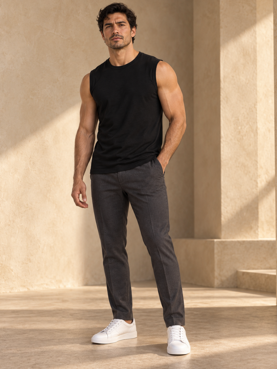 PACK 2 POLO SLIM FIT MANGA CERO HOMBRE BÁSICO ALGODÓN MUSCLE TEE NEGRO BLANCO - 2
