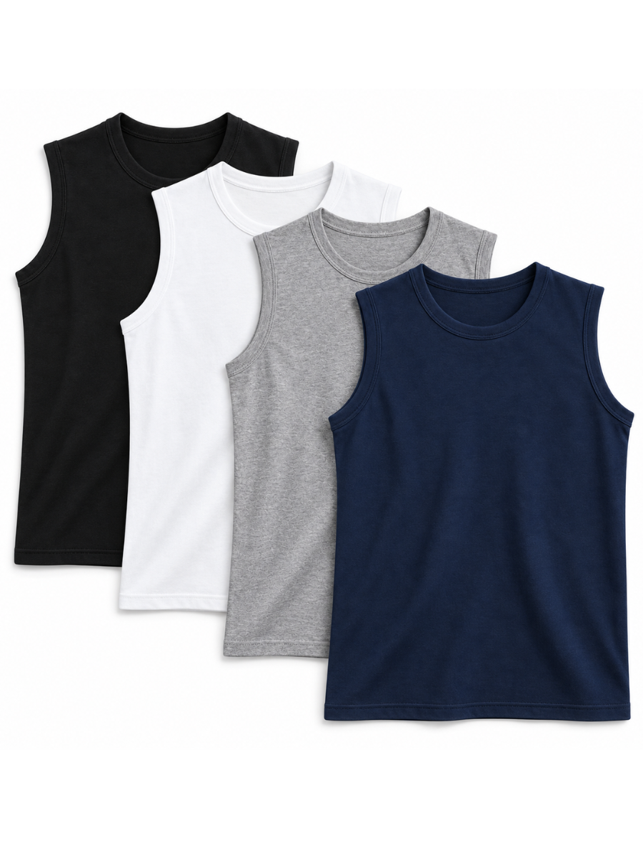 PACK 4 POLO SLIM FIT MANGA CERO HOMBRE BÁSICO ALGODÓN MUSCLE TEE MULTICOLOR - 1