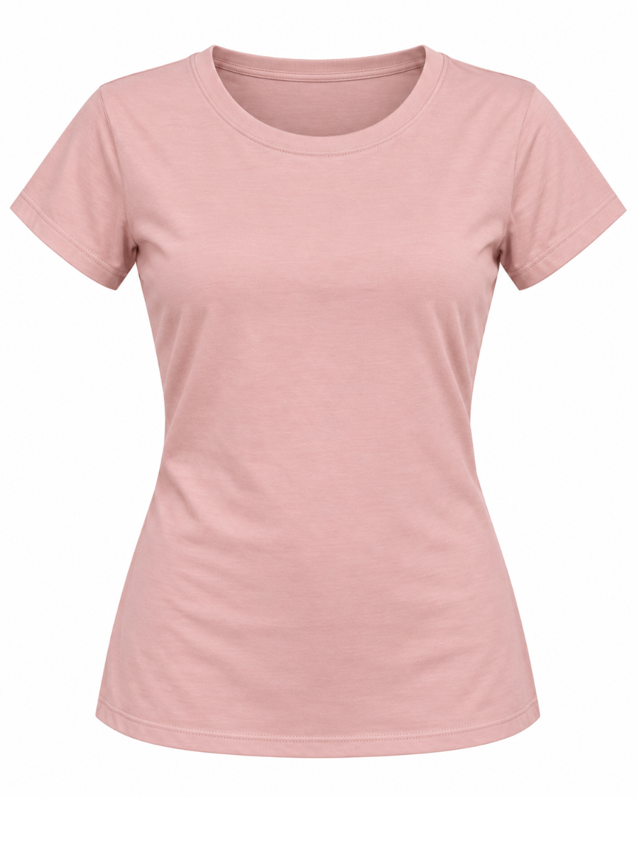 PACK 3 POLO BÁSICO MUJER CUELLO REDONDO ALGODÓN BLANCO PALO ROSA NEGRO - 2