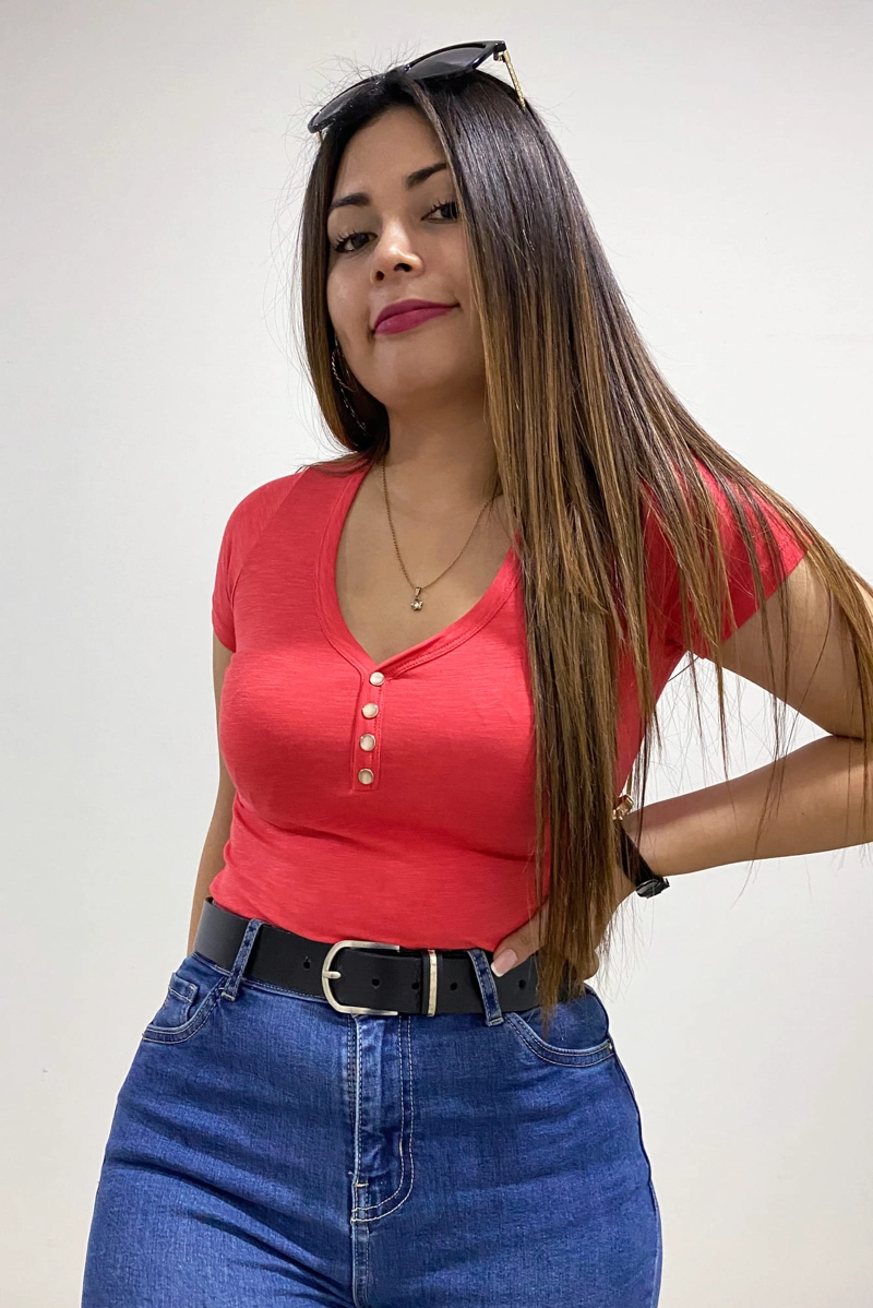 POLO MANGA CORTA ALGODÓN LICRADO PEINADO PARA MUJER SIDE OF ME VANIA - 1