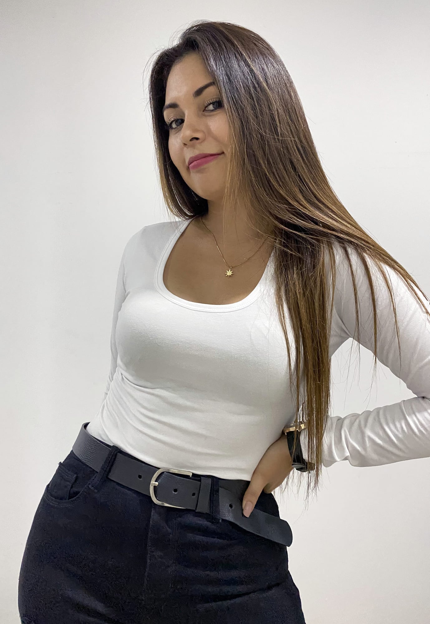 POLO MANGA LARGA ALGODÓN FULL LICRA PEINADO PARA MUJER SIDE OF ME CUELLO U - 1