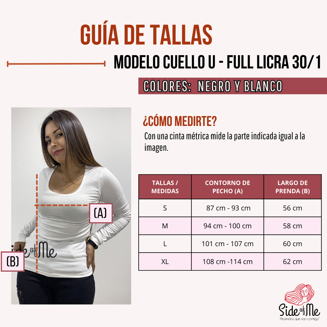 POLO MANGA LARGA ALGODÓN FULL LICRA PEINADO PARA MUJER SIDE OF ME CUELLO U - 5