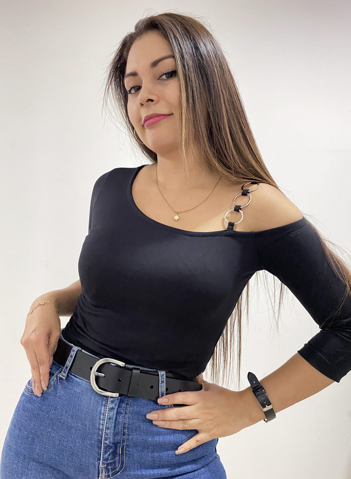 POLO MANGA 3/4 ALGODÓN FULL LICRA PEINADO PARA MUJER SIDE OF ME IRENE - 1