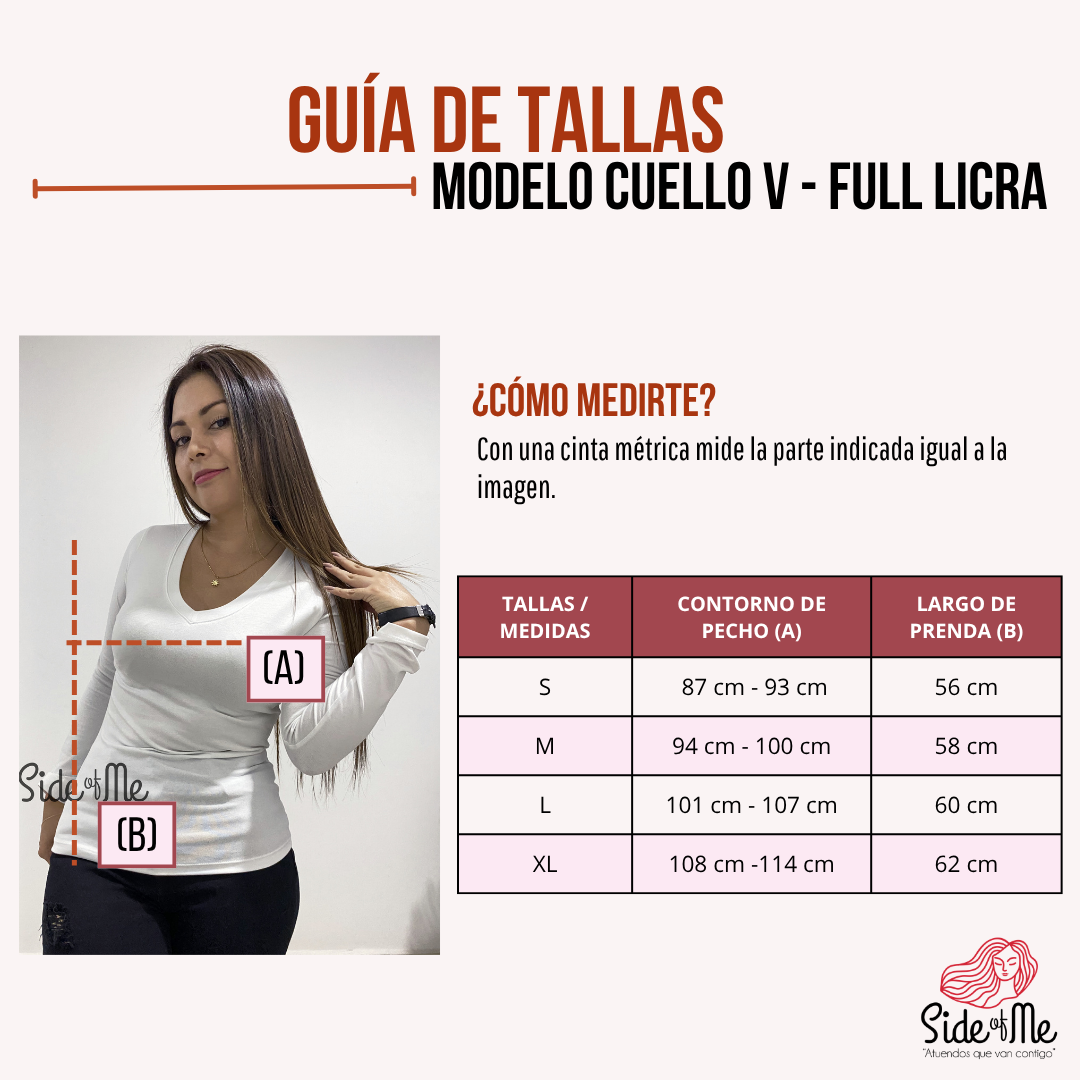 POLO MANGA LARGA ALGODÓN FULL LICRA PEINADO PARA MUJER SIDE OF ME CUELLO V - 5