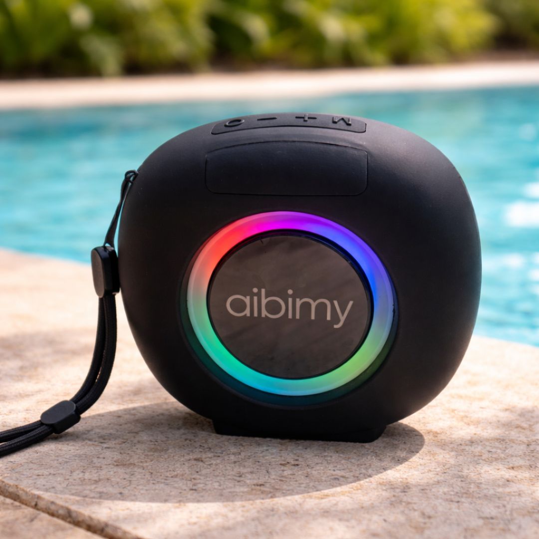 PARLANTE BLUETOOTH 8HRS AIBIMY, RESISTENTE AL AGUA - NEGRO - 4