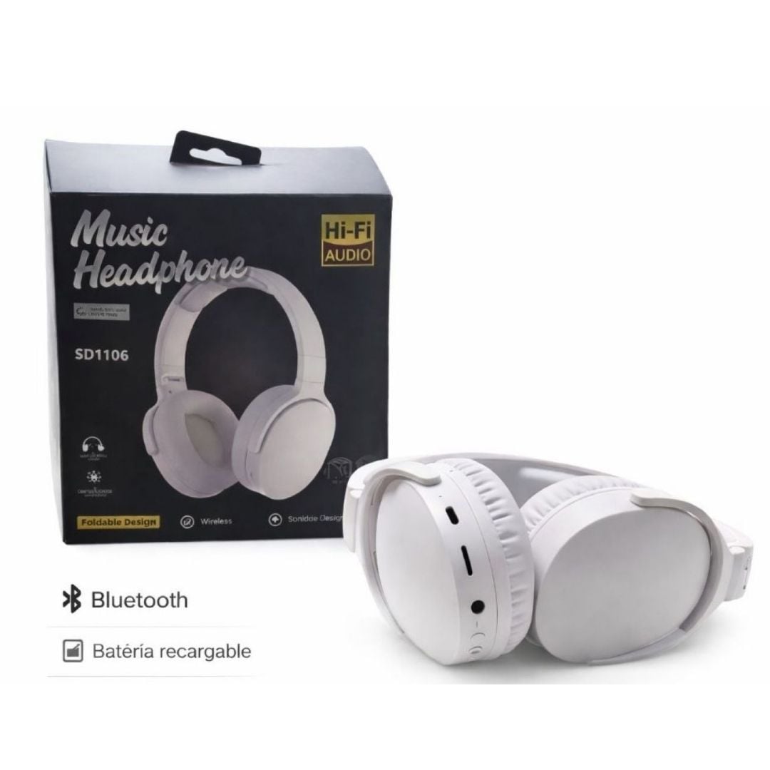 AUDÍFONOS MUSIC HEADPHONE SD1106 HI-FI - BLANCO - 1