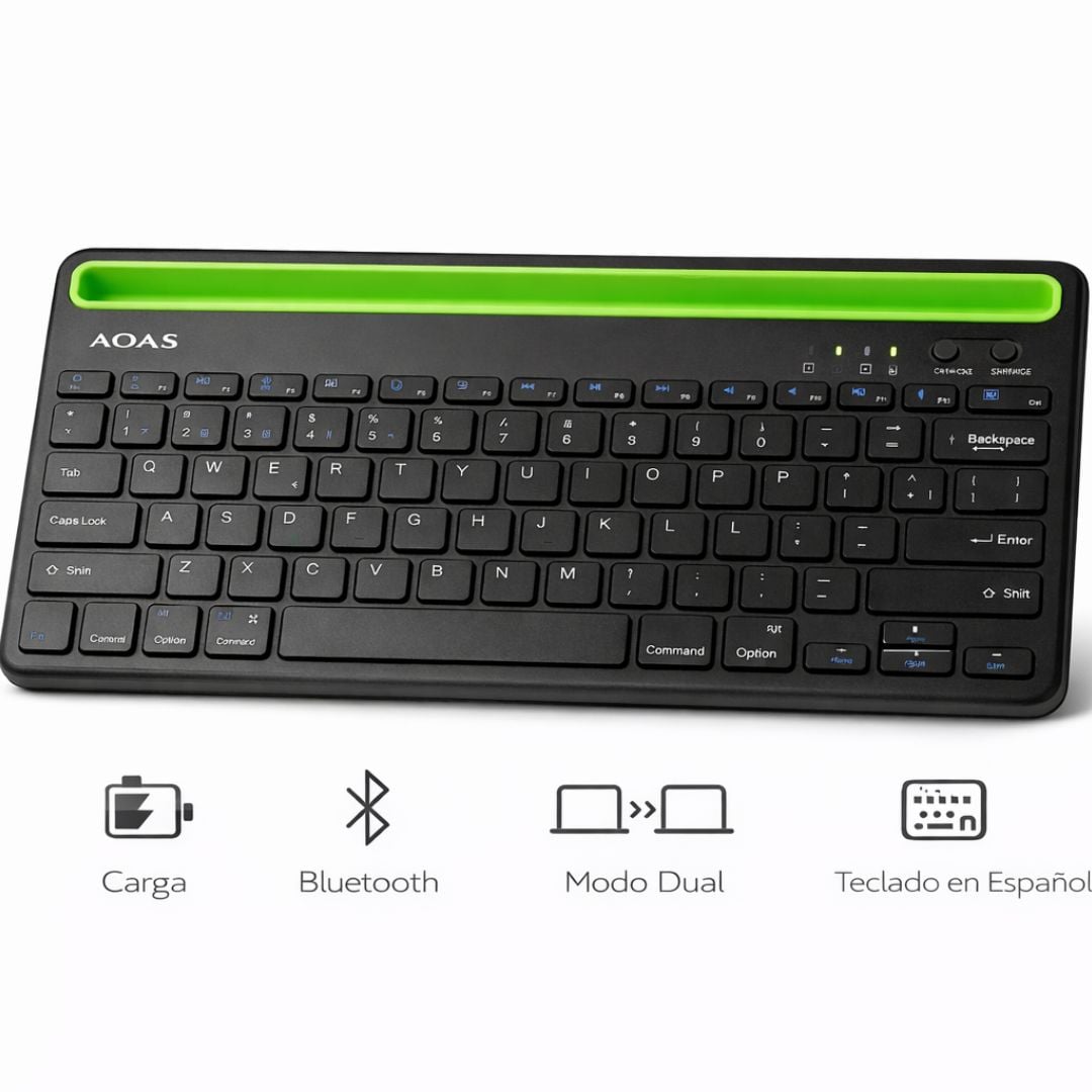 TECLADO BLUETOOTH DUAL RECARGABLE AOAS AS-199 PARA TABLET Y SMARTPHONE - 2