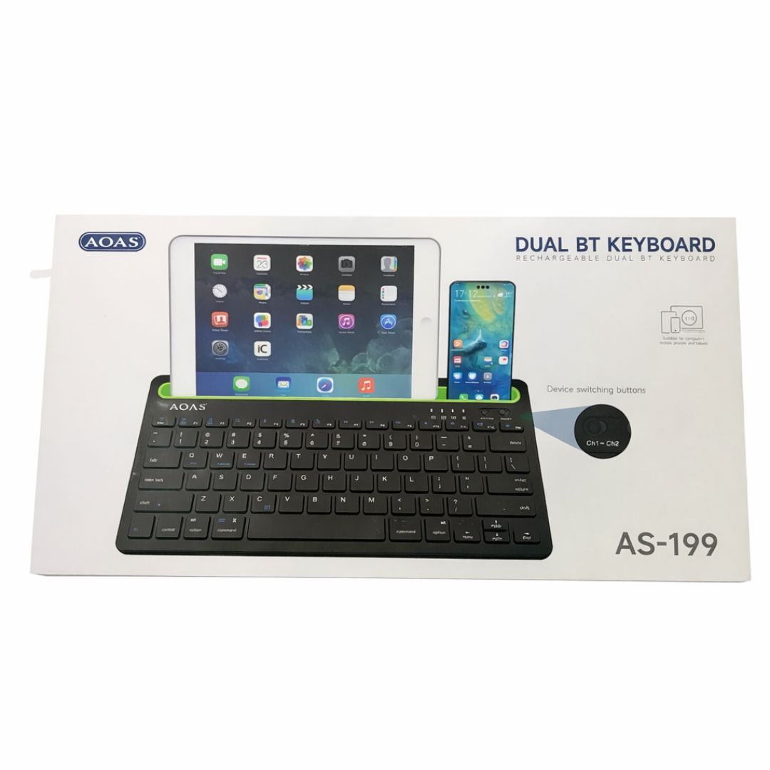 TECLADO BLUETOOTH DUAL RECARGABLE AOAS AS-199 PARA TABLET Y SMARTPHONE - 4