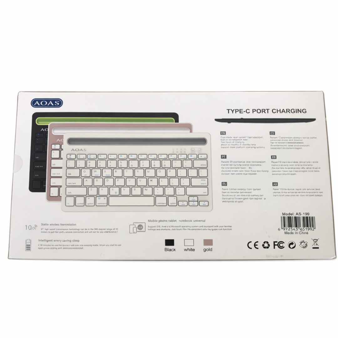 TECLADO BLUETOOTH DUAL RECARGABLE AOAS AS-199 PARA TABLET Y SMARTPHONE - 5