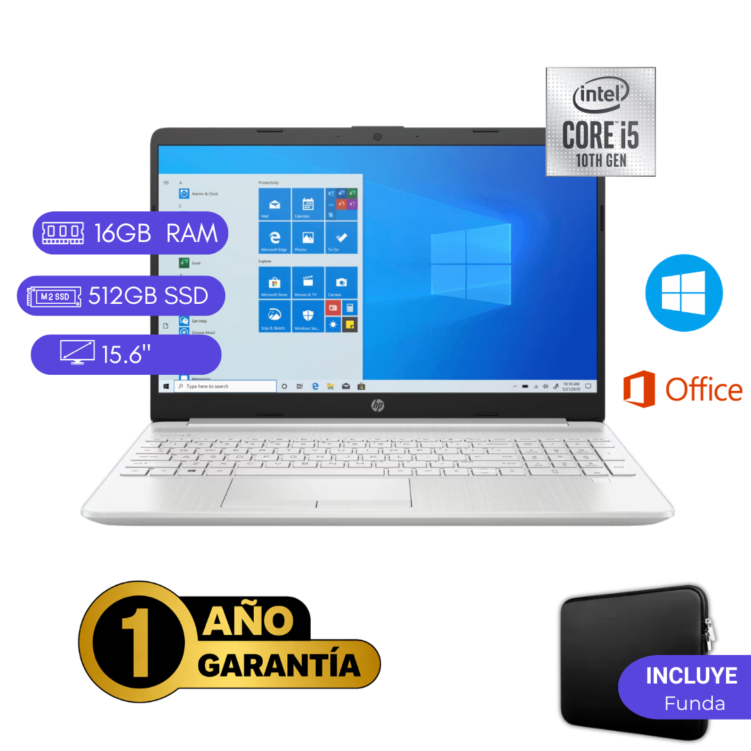 LAPTOP REACONDICIONADA HP 15-DW1058LA CI5 10MA 16GB RAM 512GB SSD PLATEADA - 1