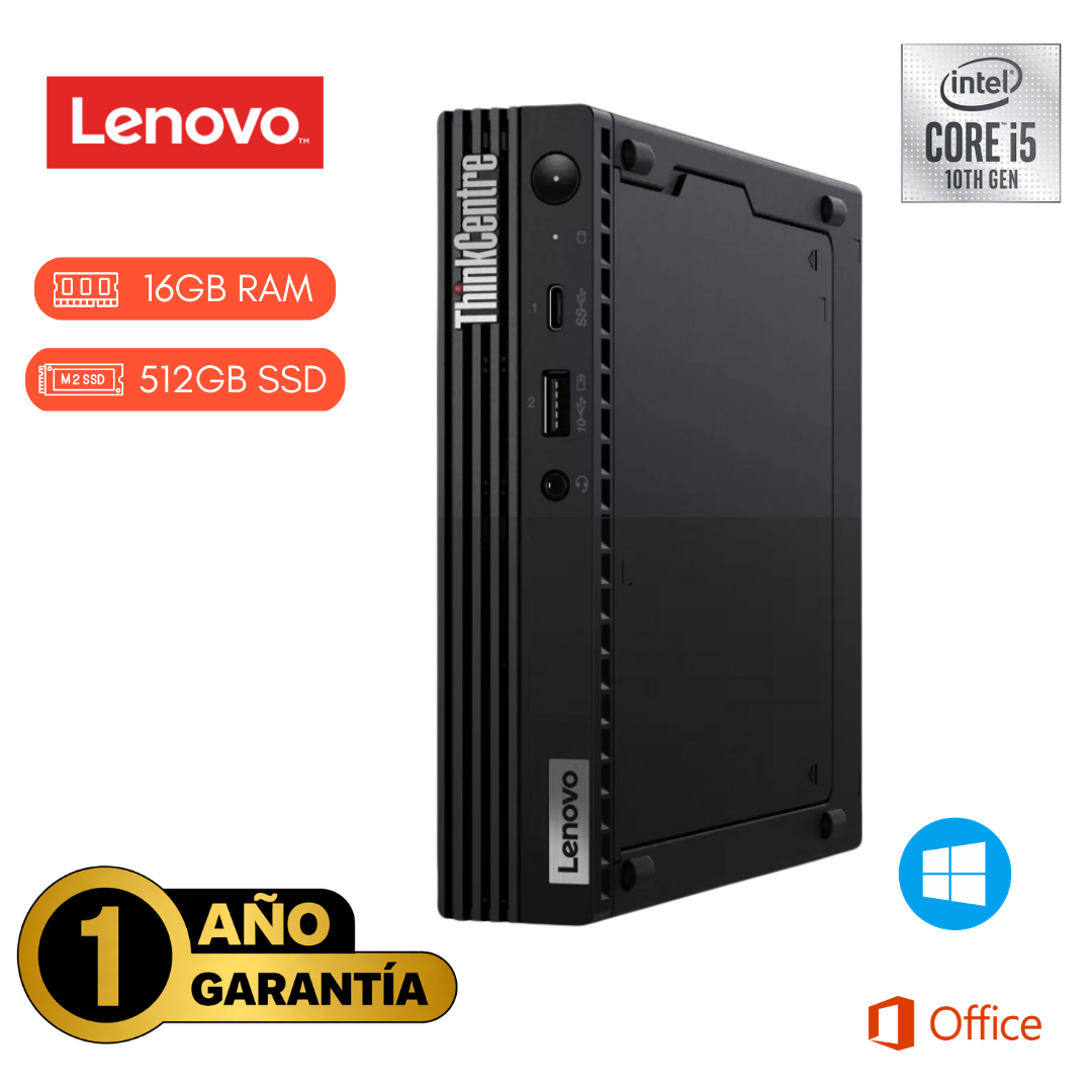 MINI PC REACONDICIONADA LENOVO M70Q CI5 10MA 16GB RAM 512GB SSD NEGRO - 1