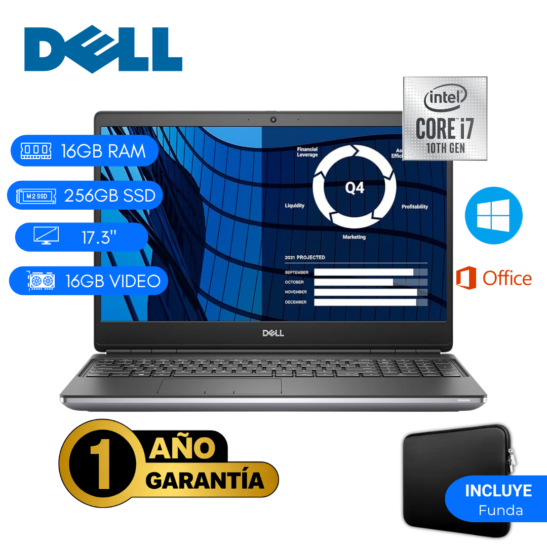 LAPTOP REACONDICIONADA DELL PRECISION 7750 INTEL CORE I7 10MA 16GB RAM 256GB SSD 16GB VIDEO 17.3 PULGADAS - 1