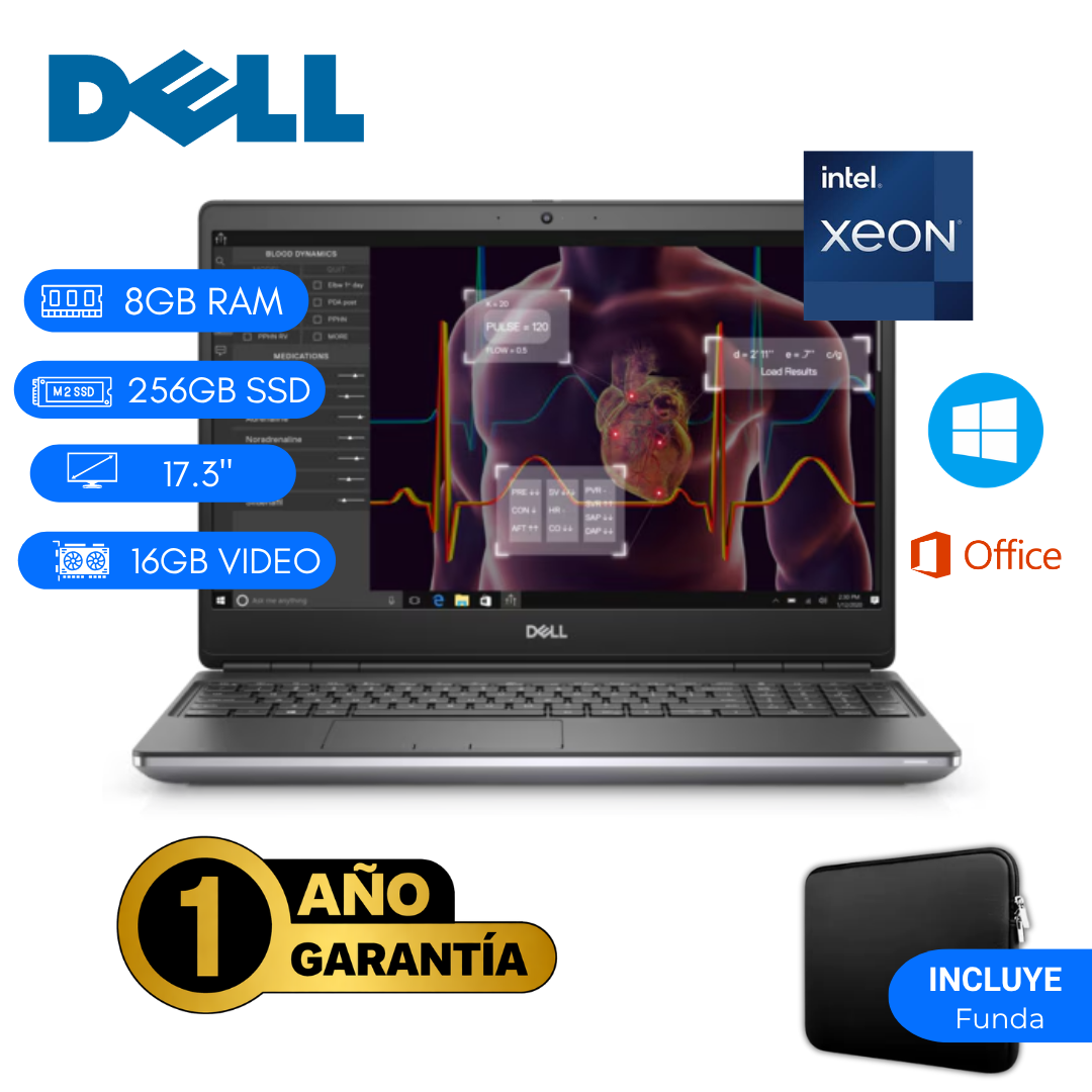 LAPTOP REACONDICIONADA DELL PRECISION 7750 XEON 8GB RAM 256GB SSD 16GB VIDEO 17.3 PULGADAS - 1