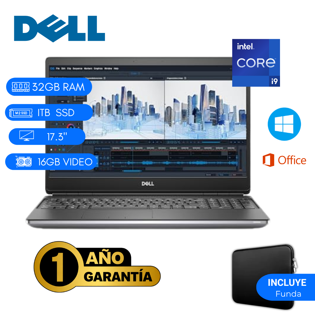 LAPTOP REACONDICIONADA DELL PRECISION 7760 INTEL CORE I9 11VA 32GB RAM 1TB SSD 16GB VIDEO 17.3 PULGADAS - 1