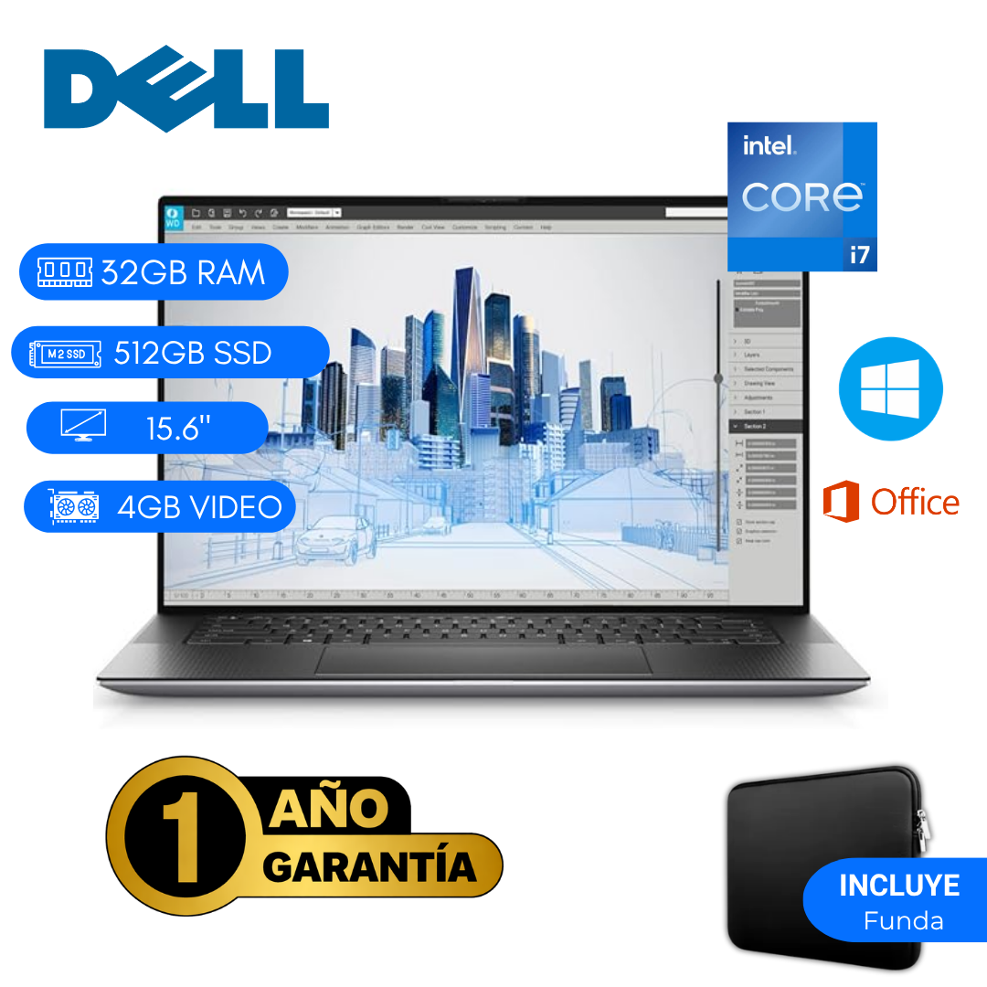 LAPTOP REACONDICIONADA DELL PRECISION 5560 INTEL CORE I7 11VA 32GB RAM 512GB SSD 4GB VIDEO 15.6 PULGADAS - 1