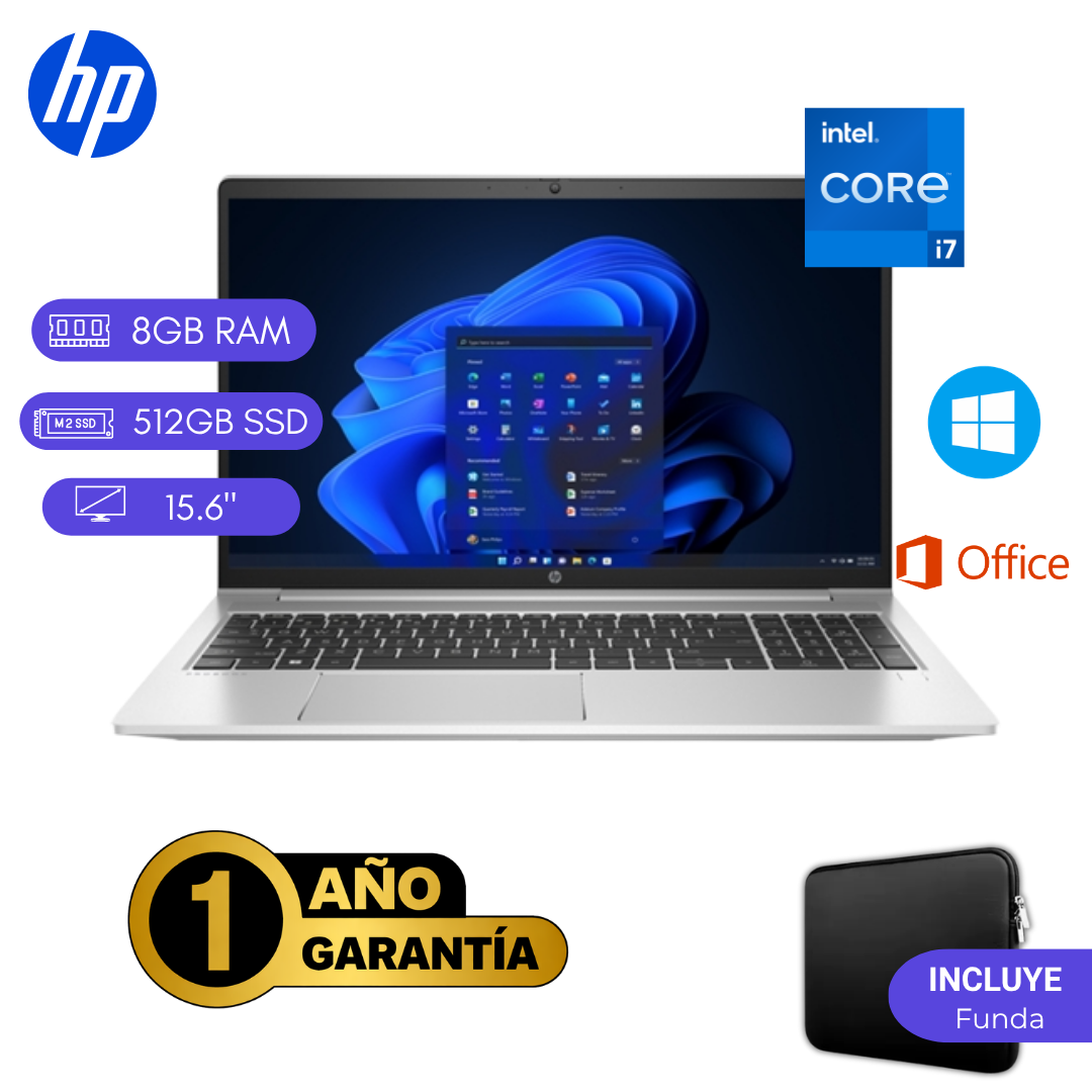 LAPTOP REACONDICIONADA HP 450 G9 INTEL CORE I7 12VA 8GB RAM 512GB SSD 15.6 PULGADAS - 1