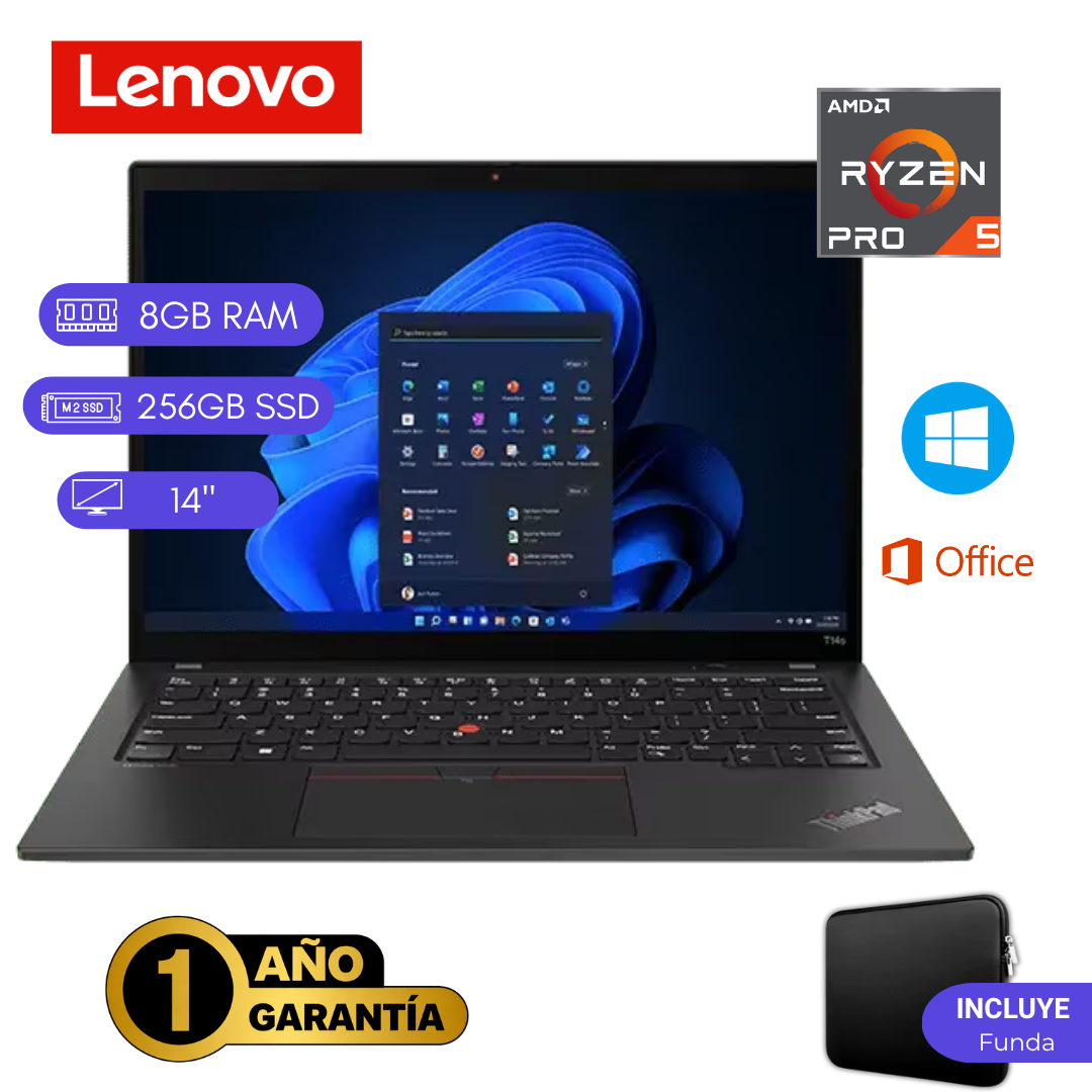 LAPTOP REACONDICIONADA LENOVO THINKPAD T14S RYZEN 5 PRO 4650 8GB RAM 256GB SSD 14 PULGADAS - 1