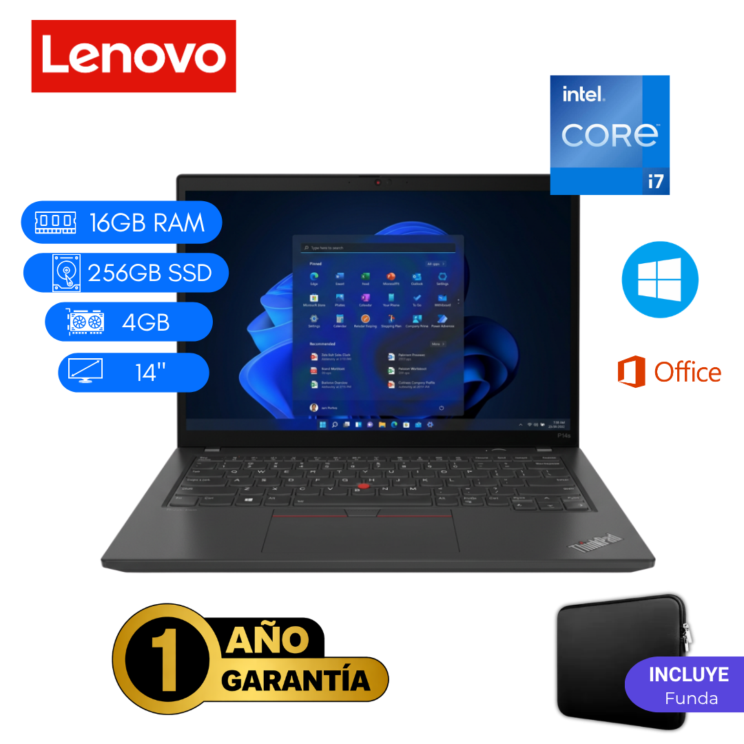 LAPTOP REACONDICIONADA LENOVO WORKSTATION P14S INTEL CORE I7 11VA 16GB RAM 256GB SSD 4GB VIDEO 14 PULGADAS - 1