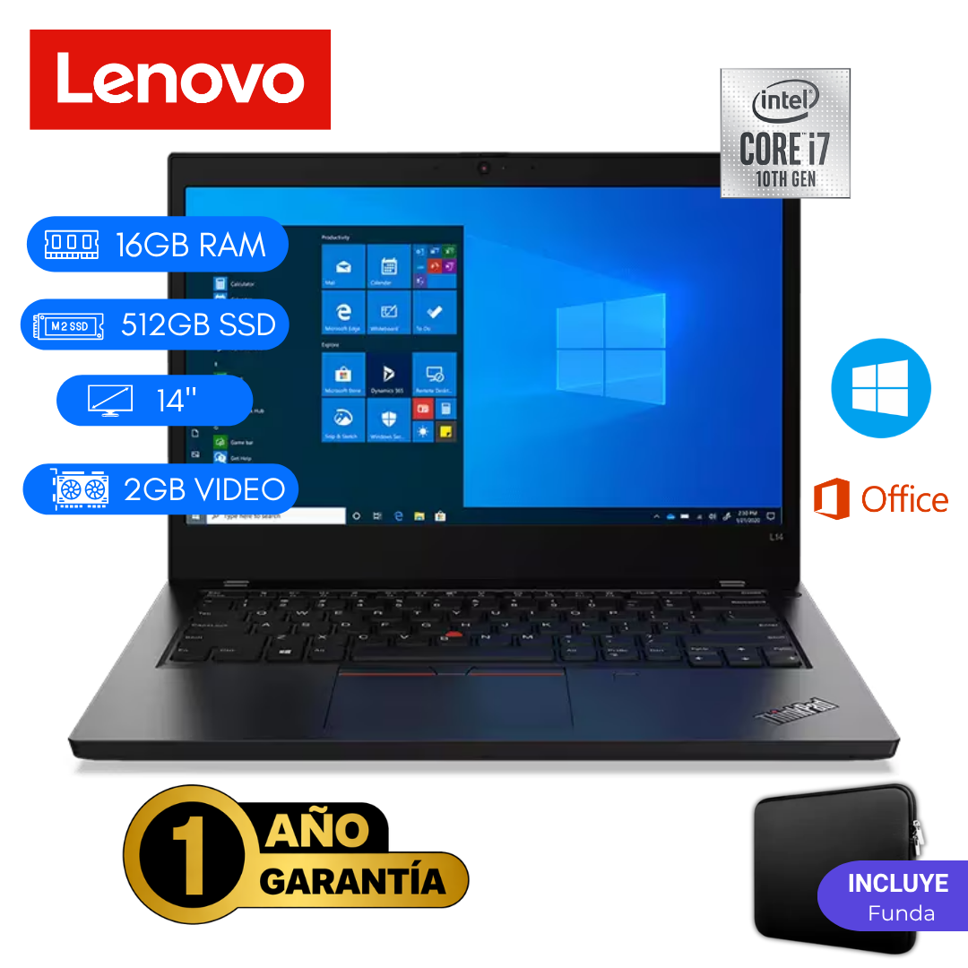 LAPTOP REACONDICIONADA LENOVO THINKPAD L14 INTEL CORE I7 10MA 16GB RAM 512GB SSD 2GB VIDEO 14 PULGADAS - 1