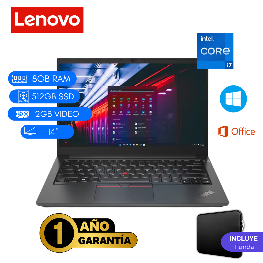 LAPTOP REACONDICIONADA LENOVO THINKPAD E14 INTEL CORE I7 11VA 8GB RAM 512GB SSD 2GB VIDEO 14 PULGADAS - 1