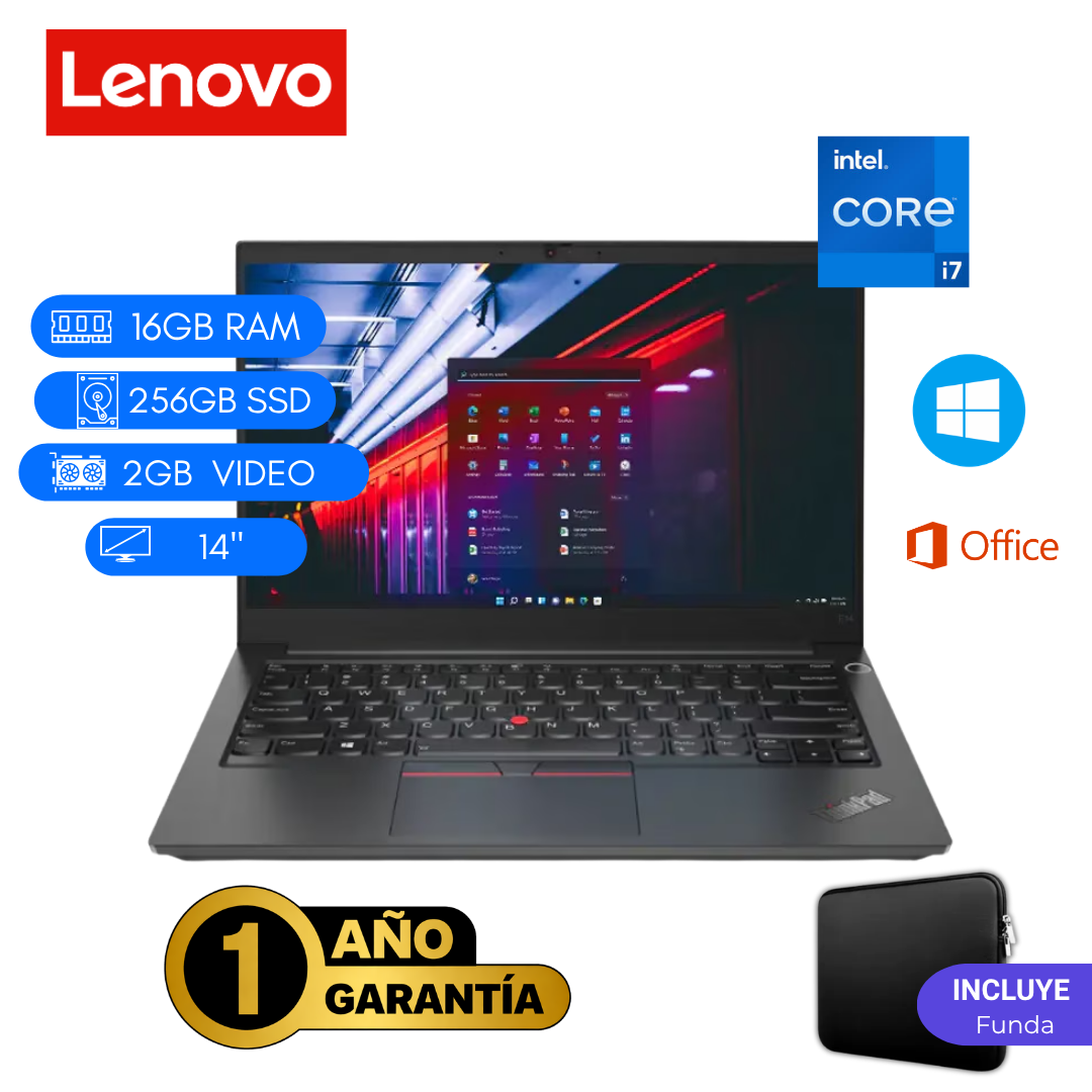 LAPTOP REACONDICIONADA LENOVO THINKPAD E14 INTEL CORE I7 11VA 16GB RAM 256GB SSD 2GB VIDEO 14 PULGADAS - 1