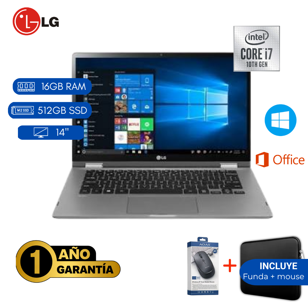 LAPTOP REACONDICIONADA LG GRAM INTEL CORE I7 10MA 16GB RAM 512GB SSD 13.3 PULGADAS - 1