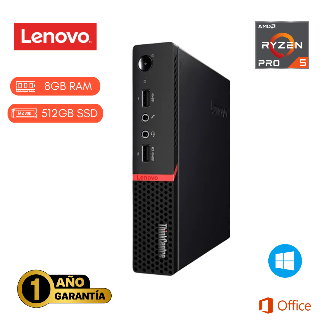 MINI PC REACONDICIONADA LENOVO M715Q RYZEN 5 PRO 2400GE 8GB RAM 512GBSSD - 1