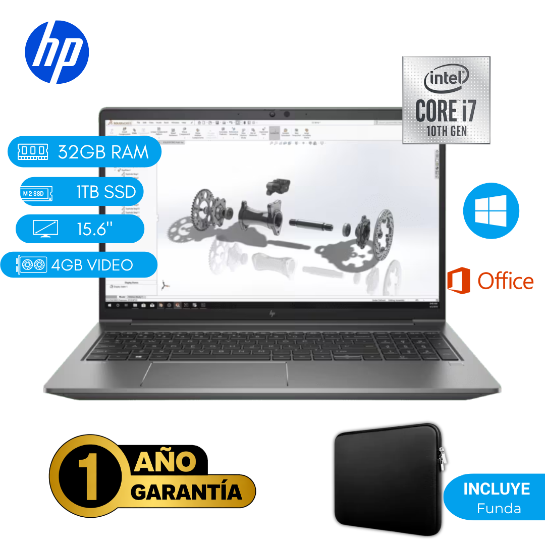 HP Z BOOK POWER G7 REACONDICIONADA, INTEL CORE I7 10MA, 32GB RAM, 1TB SSD Y PANTALLA HD DE 15.6 PULGADAS. - 1